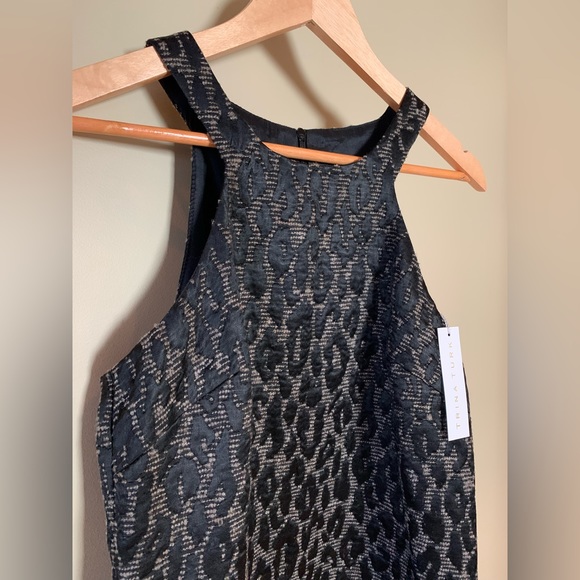 NWT Trina Turk Gray & Black Leopard Applice Dress - Picture 3 of 10